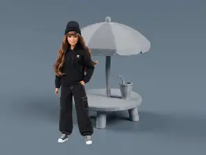 Mini Beach Table with Umbrella – Dollhouse