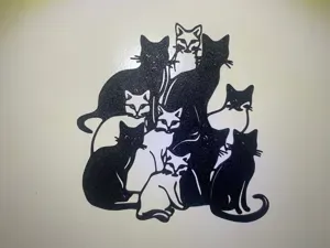 window-door sign-wall sign-wall art Cats Family V3