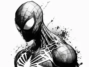 Ripped Spiderman Black and White