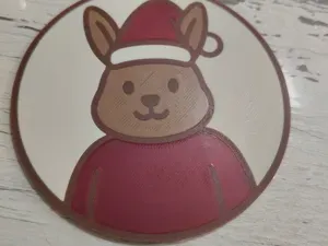 Christmas Coaster – Bunny with Santa Hat