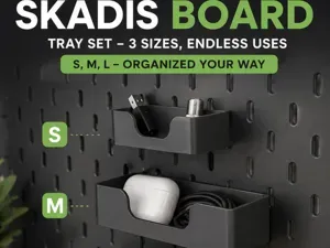 IKEA Skadis Classic Tray Container Slim Set, S,M,L