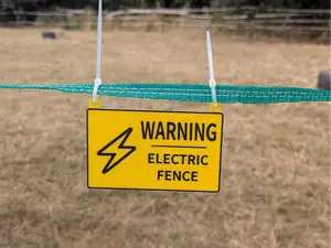 Warning Electric Fence Sign with Hanger Holes