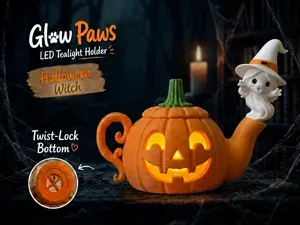 Witch GlowPaws Tealight Holder Pumpkin
