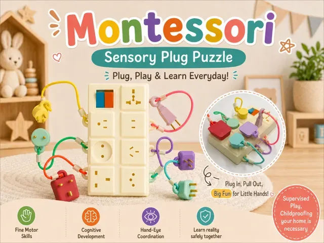 Montessori sensory multi socket plug puzzle toy