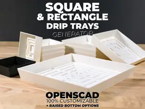 Square & Rectangle Drip Tray Generator / OpenSCAD