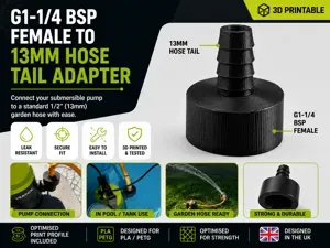 G1-1/4 BSP Female to 13mm Hose Tail Adapter