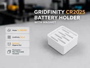 Gridfinity CR2025 battery holder with magnet