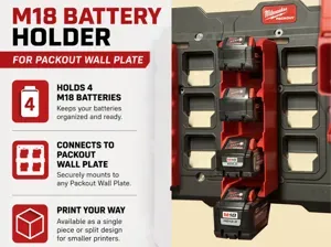 M18 Battery Holder for Packout Wall Plate