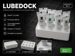LubeDock — Gridfinity Holder for Bambu Lubricant