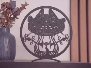 Millennium Falcon vs TIE Fighters Silhouette