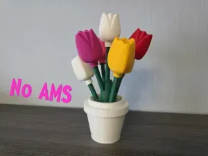 Brick Style - 7 Tulips with pot