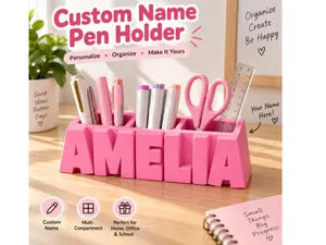 Custom Name Pen Holder Personalized Desk Organizer