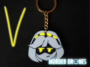 V Head Keychain Murder Drones Glitch pin