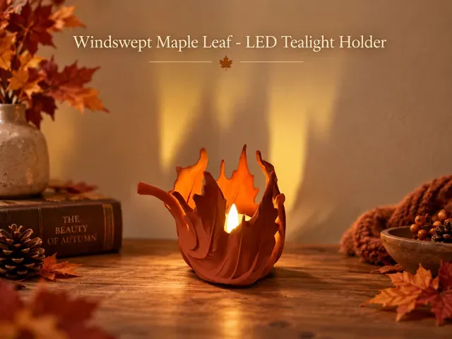 Windswept Maple Leaf - LED Tealight Holder