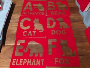 A-Z Animal Alphabet Stencil Set - 26 ABC Stencils