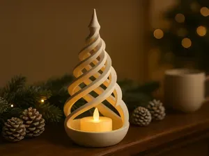 Minimal Spiral Christmas Tree LED Candle Holder
