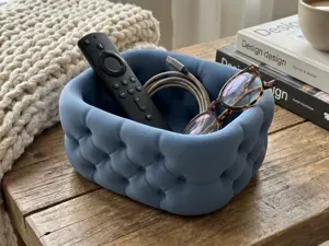 Tufted Padded Desk Organizer Bowl Tray