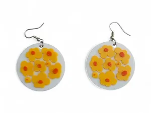 Flowers in circle earrings