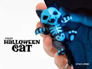 Halloween Skeleton Cat | Keychain Version