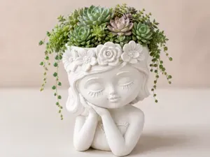 Dreamy Girl Planter Pot – Elegant Floral Face Pot
