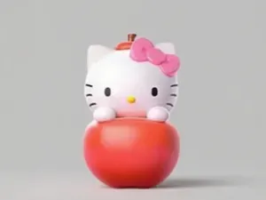 苹果凯蒂猫-三丽鸥水果夹心摆件可爱萌物潮玩手办盲盒公仔女童涂色