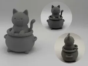 Cauldron Cat – Halloween Figurine