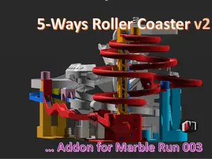 Marble Run 003 5-Ways Roller Coaster v2 Addon