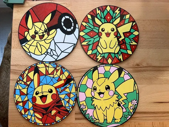 Pikachu Flowers Stained Glass -Lightbox Suncatcher — Фото 5 из 6