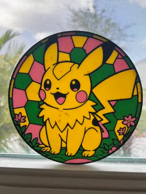 Pikachu Flowers Stained Glass -Lightbox Suncatcher — Фото 2 из 6
