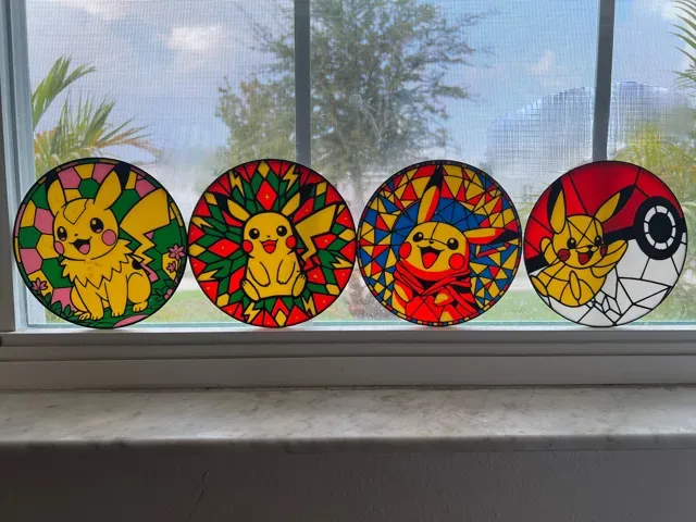 Pikachu Flowers Stained Glass -Lightbox Suncatcher — Фото 6 из 6