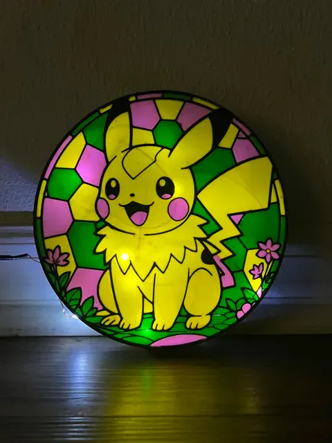 Pikachu Flowers Stained Glass -Lightbox Suncatcher — Фото 4 из 6