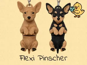 Pinscher Keychain – Articulated Flexi Toy Cute Dog