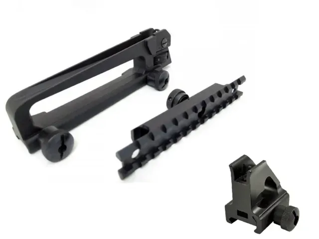 Carry handle with adjustable sight  & top rail