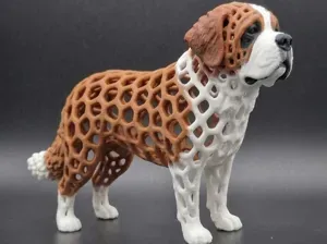 Stylized Voronoi Dog St. Bernard Figure Sculpture