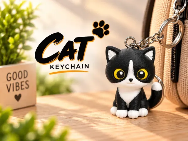 Porte-clé chat noir et blanc