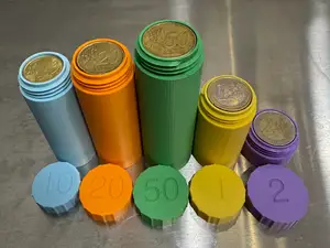 Euro Coin Tubes with Screw Cap – 1€ 2€ 50c 20c 10c