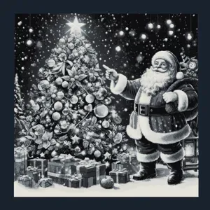 Santa at Christmas tree - Hueforge 4 color filament painting