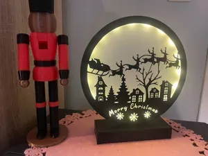 Christmas Snow Globe LED Lamp Sleigh Santa Claus