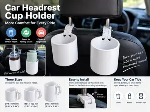 Flexible Car Headrest Cup Holder – 3 Sizes