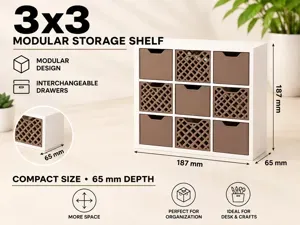 Modular Mini Shelf 3x3 – Doll & Desk Storage