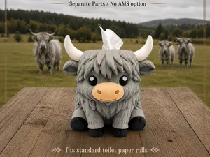 Highland Cow Tissue Dispenser (Separate Parts)