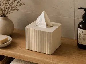Japandi Ribbed Tissue Box Cover