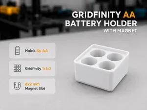 Gridfinity AA battery holder with magnet