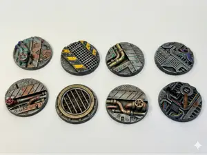 8x Industrial Miniature Bases | 28mm, 32mm, 40mm