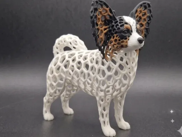 Stylized Sculpture Voronoi Papillon Dog Figure