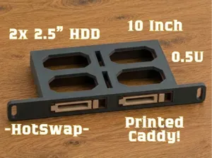 10" Rack 0.5U 2x 2,5" caddy HDD Module HotSwap