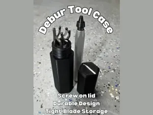 Deburring Tool Case with Screw-On Lid, 6 Blades