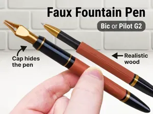 Faux Fountain Pen | Hidden Cap Reveals Real Pen