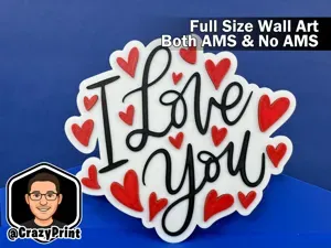 Simple "I love you" wall art - <3 No AMS