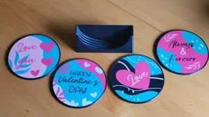 Valentine Coaster Set, 4 Unique Designs